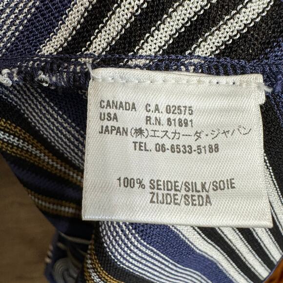 Escada Silk Knit Chevron Striped Top Tie Front Sleveeless Minimalist Womens 44 L - Picture 11 of 11